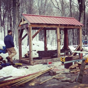 The maple sugar shack in process, November 2014. Photo courtesy of the author. 