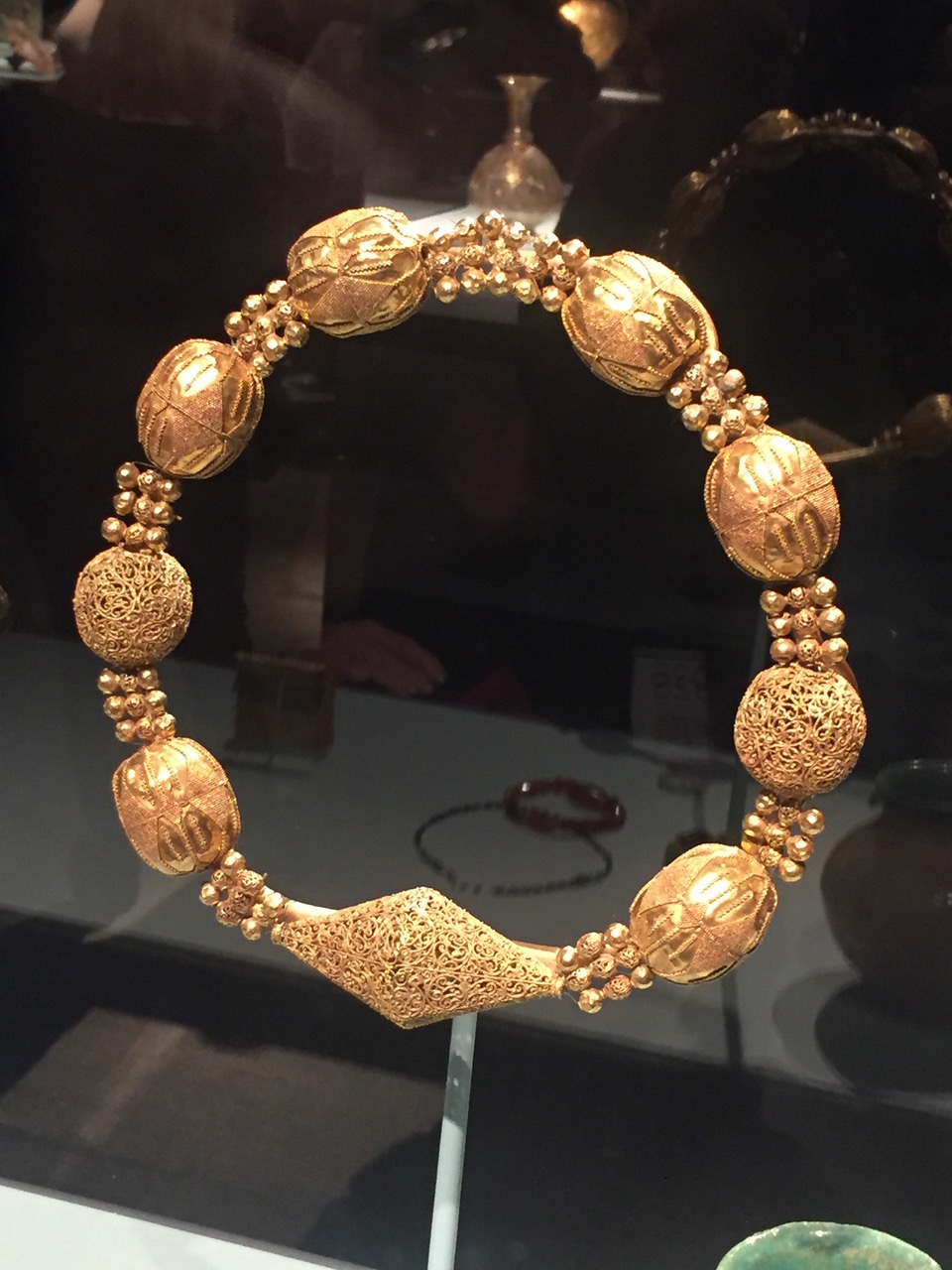 Latticework gold jewelry. The technique was associated with Islamic artisans, but also worn by Jewish brides.