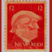 red stamp with Trump skeleton face reads “new reich"